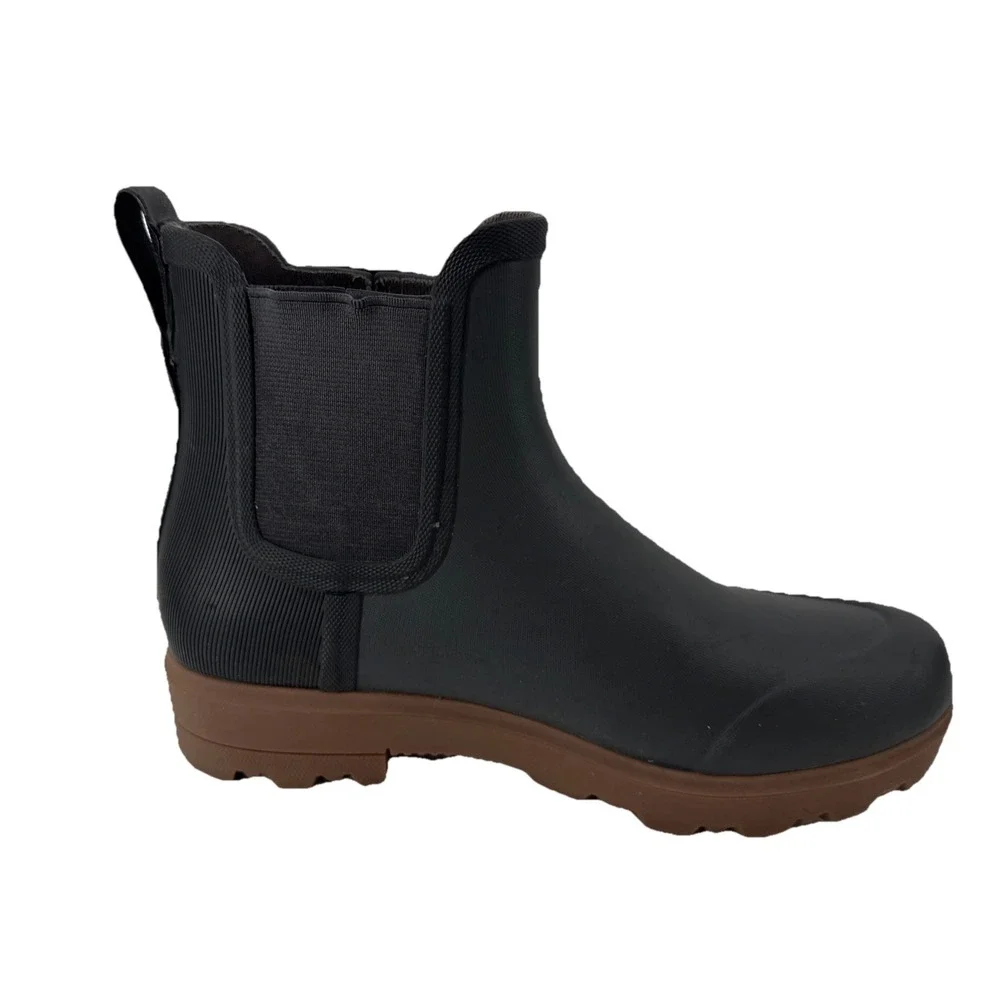 Bogs Holly Chelsea Rain Boots Women 7 Black Waterproof Rubber Ankle Boot